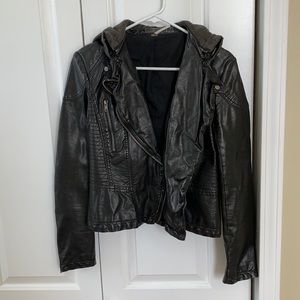 Free People Black Leather Moto Jacket